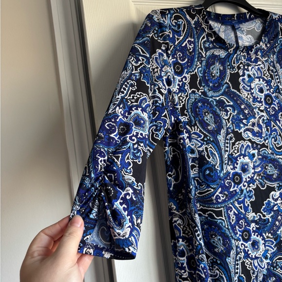 Apt. 9 Navy and White Paisley Long Sleeve Dress - Picture 2 of 3